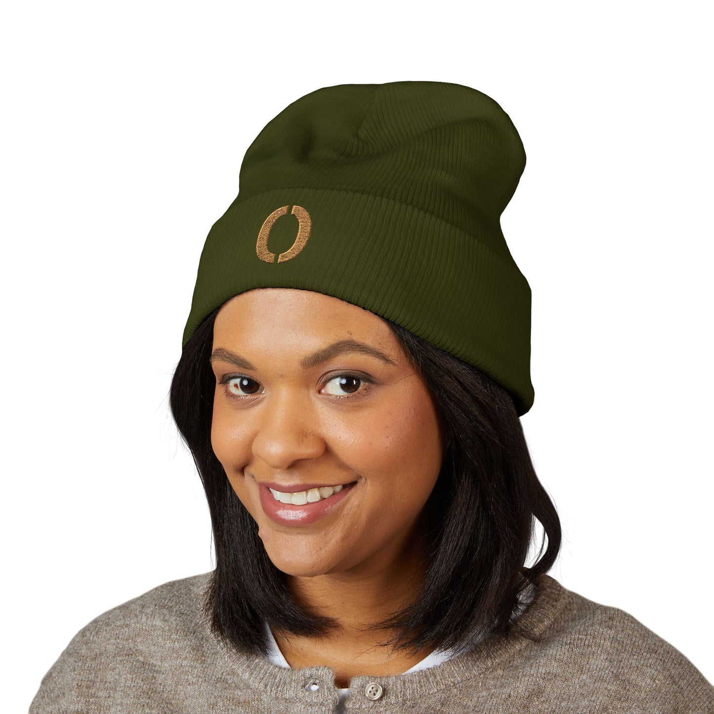 Embroidered Printor Split O Beanie