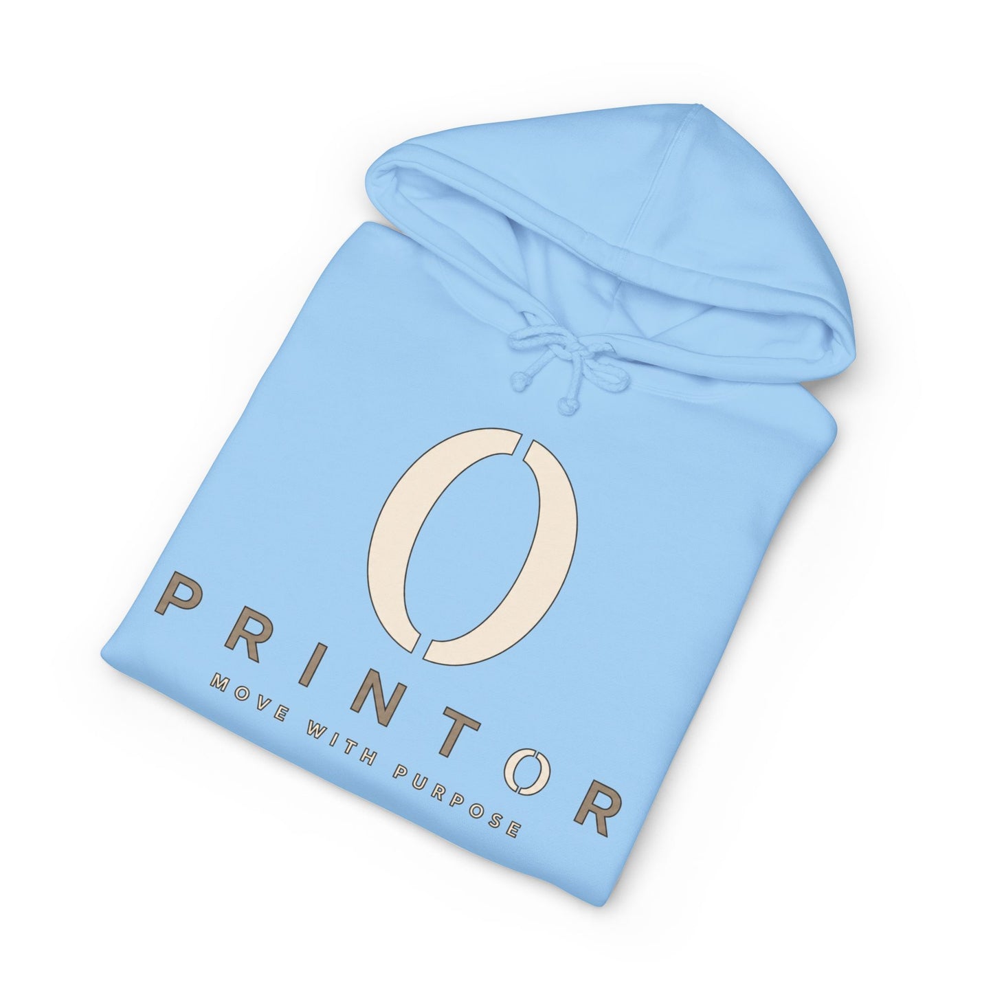 PRINTOR Logo Hoodie – Minimalist Cream Pullover ‘Move With Purpose’
