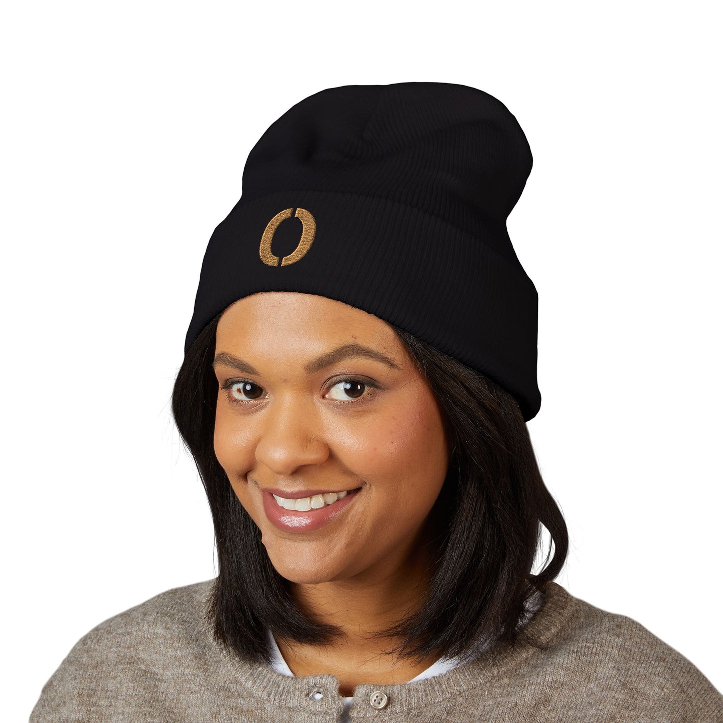 Embroidered Printor Split O Beanie