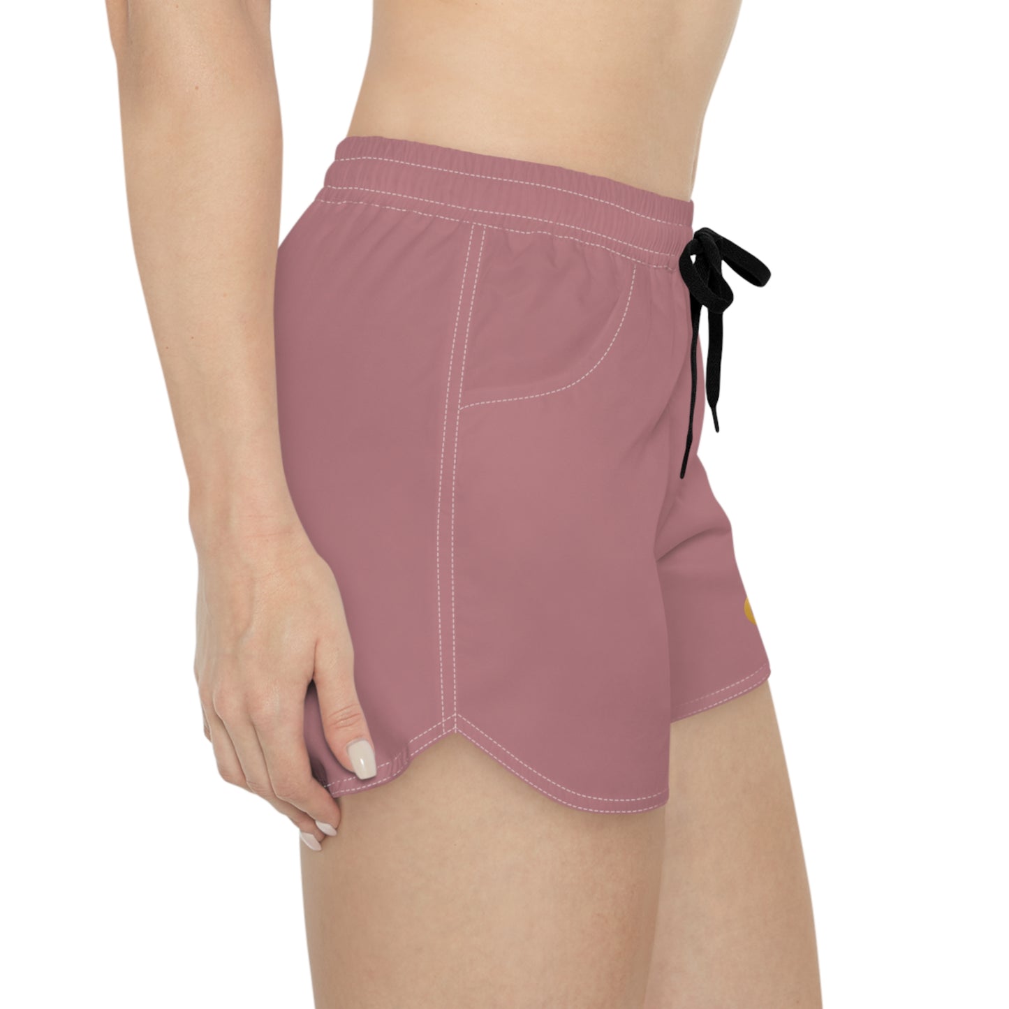 Rose Pink Women's Casual Shorts — Minimal Gold Ring Accent AOP